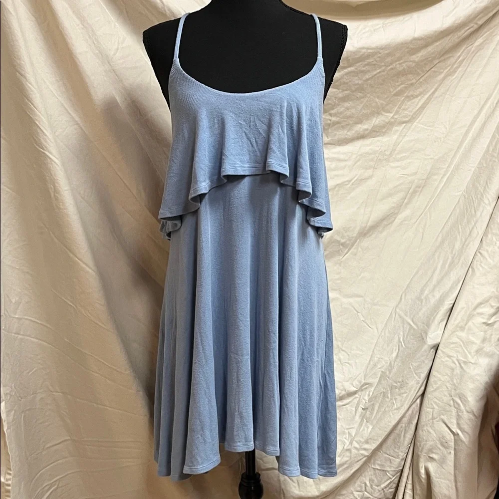 Free People Beach Blue Sleeveless Flutter Dress - Picture 2 of 4